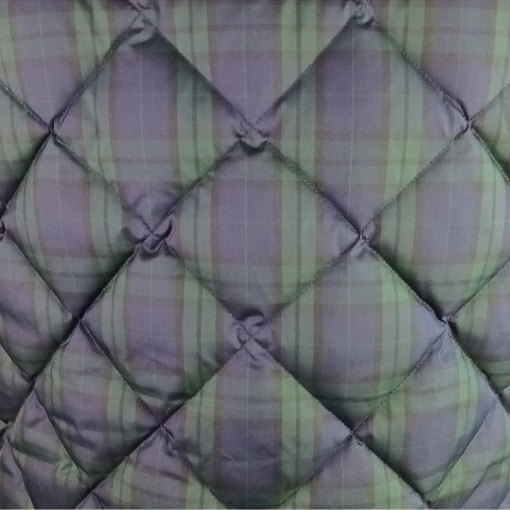 J.Crew Med. Navy & Green Tartan Plaid Down Fill Puffer Vest Full Zip Pockets - Picture 7 of 9